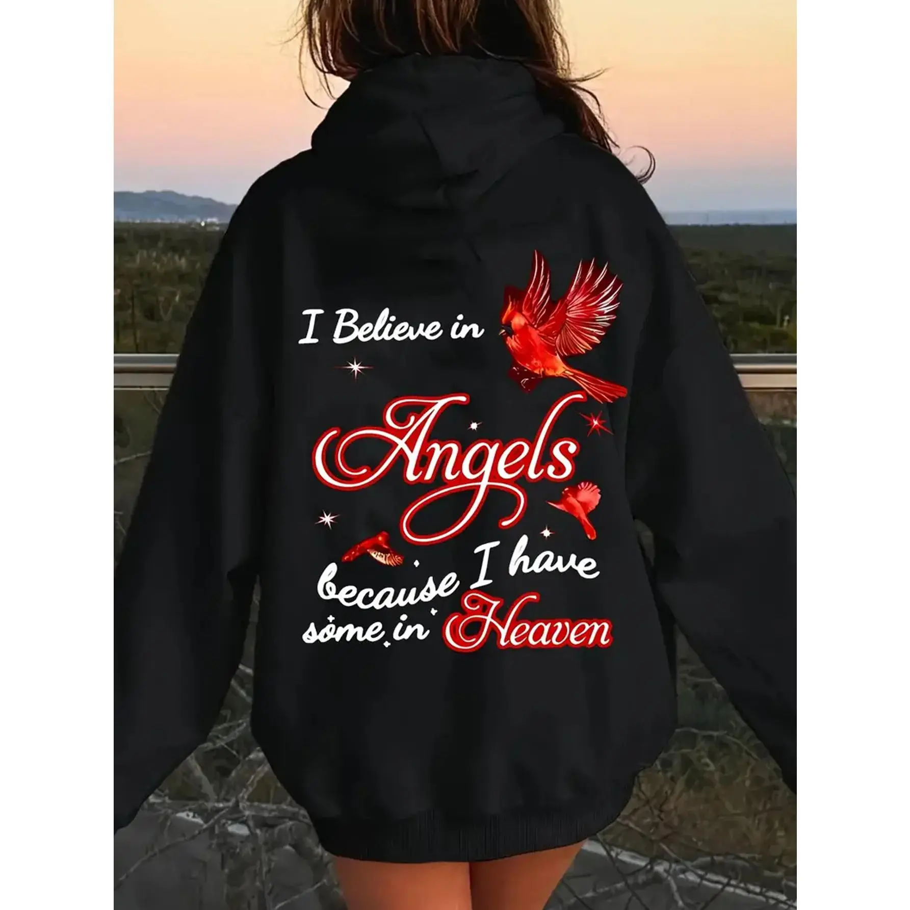 Letter Print Pullover Hoodie for Women, Plus-Size Casual Cotton Top with Drawstring Hood for All-Season Sports, Tops, Letters, Fitted, Dry Clean, Hooded Neck, All Seasons, Machine Washable, Sweatshirts, Long Sleeve, Full Print Hoodie