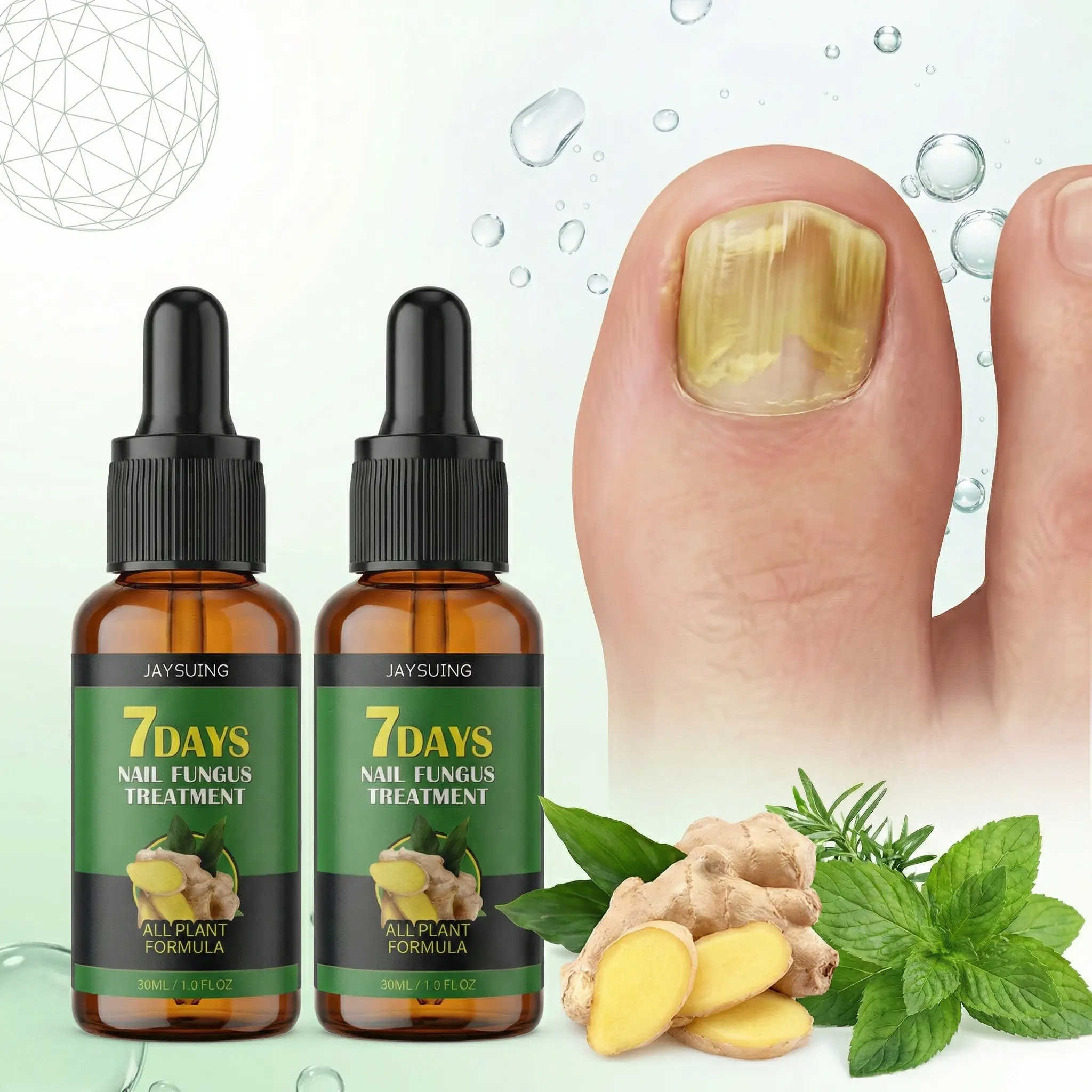 Jaysuing Ginger Nail Care Serum – Softens Thick Nails, Brightens Discoloration, Supports Healthy Looking Nails for Toenail & Fingernail