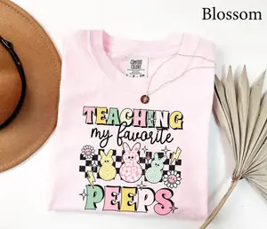 Comfort Colors Easter Teacher Shirt, Funny Teacher Shirt, Teaching My Favorite Peeps Shirt, Easter Teacher Gift, Teacher School Shirt Fitted Fitted