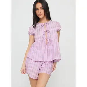 Drop Dead Gorgeous Tie Up Set Purple Stripe