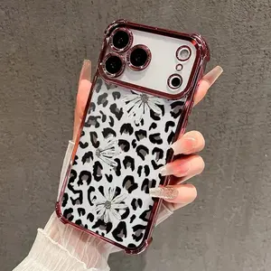 Four Corner Anti-Fall Fashionable Leopard Shadows Pattern Phone Case,phone Case Suitable for Iphone 11/12/13/14/15/16/17 Pro Promax Plus Air and Samsung S22/S23/S24/S25 Plus Ultra Fe,Shockproof Transparent Electroplated Protective Cover