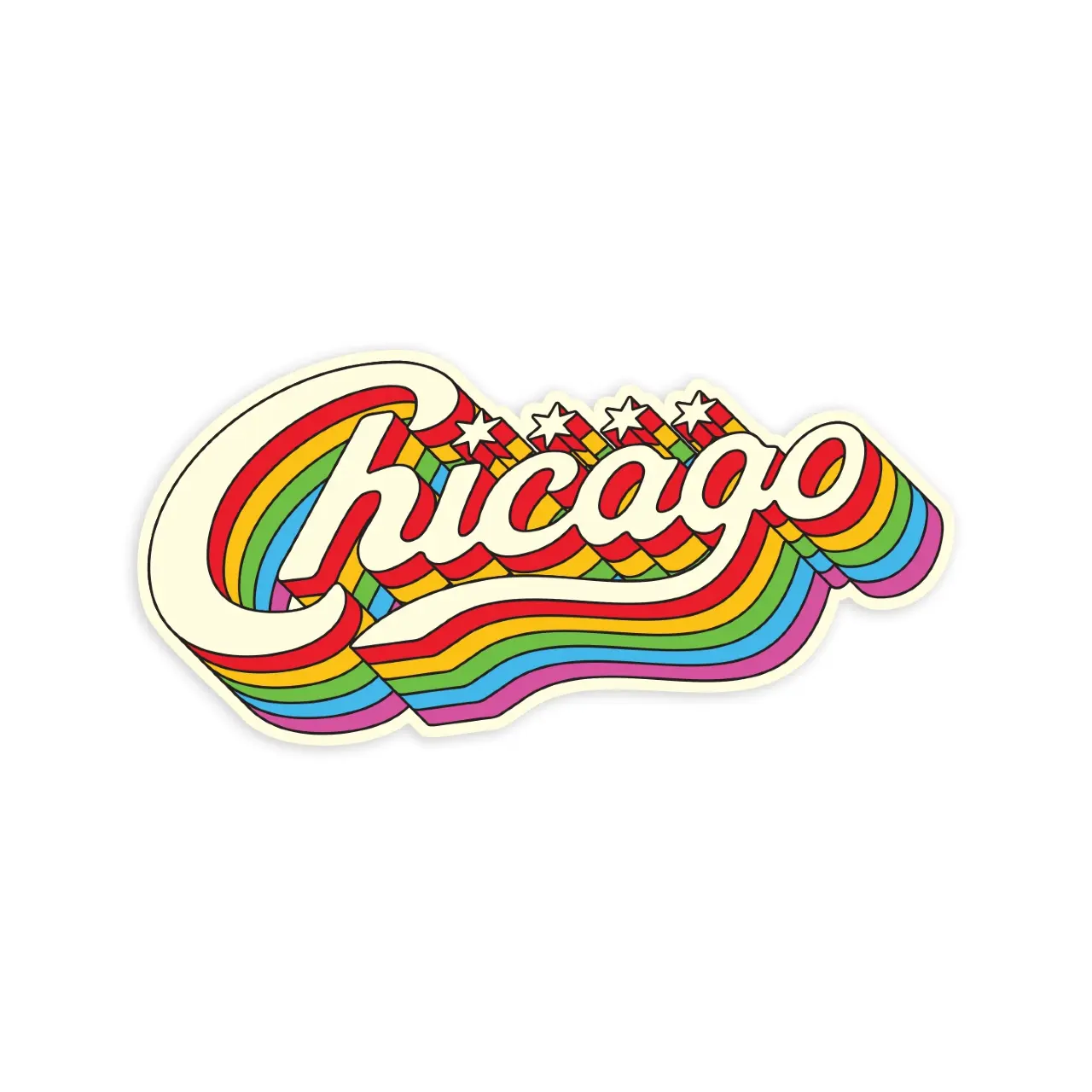 Chicago Rainbow Script Sticker