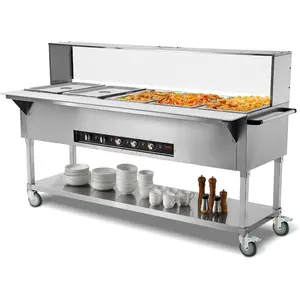 VEVOR Commercial Food Warmer, 2000W Electric Steam Table with 4x 20.6QT Pans, Versatile Food-Grade Stainless Steel Server with Countertop Shelf, Movable Buffet Catering Warmer for Party RestaurantVEVOR Super Brand Day