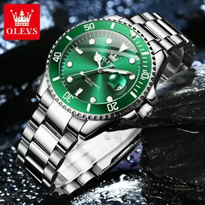 OLEVS men's watch temperament trend advanced green water ghost watch official genuine luminous waterproof men's watch 5885