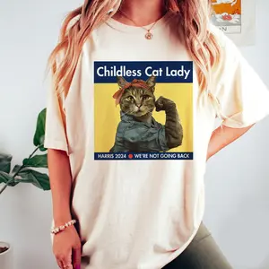 Harris 2024 T-Shirt, Childless Cat Lady, Kamala Campaign, Cute Funny Cat Tshirt, United States Election, President Harris Tee