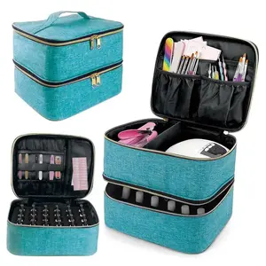 Nail Polish Organizer Handheld Double Layer CosmeticOrganizer Tote Bag For Girls And Women Nail Art, EssentialOil, Cosmetic Set