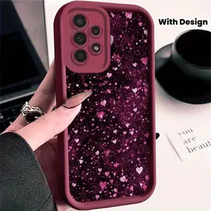 Phone case: Romantic Purple Full-Screen Sparkling Heart Pattern Phone Case for Galaxy A01/A02S/A03/A03s/A05/A10s/A11/A12/A13/A14 5G/A15 4G/A20s/A21s/A22/A23/A30s/A31/A32/A34/A50/A51/A52/A52s 5G/A53 5G/A54 5G/A70/A71/A72/A73 5G/S20/S21/S22 5G/S22+