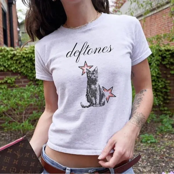 Vintage Band Graphic T-Shirt, Deftones Baby Tee, Retro 90s Style Clothes, Trendy Y2K Women's Baby Tee, Album Merch Song Lyrics Fan