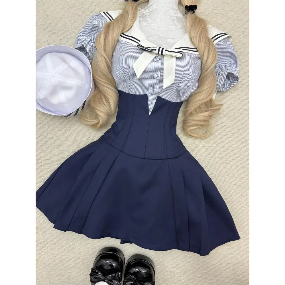 Summer Sweet Kawaii Elegant 2 Piece Sets Women Y2k Preppy Style Retro Mini Skirt Suit Female Slim Chic Korean Popular Clothes