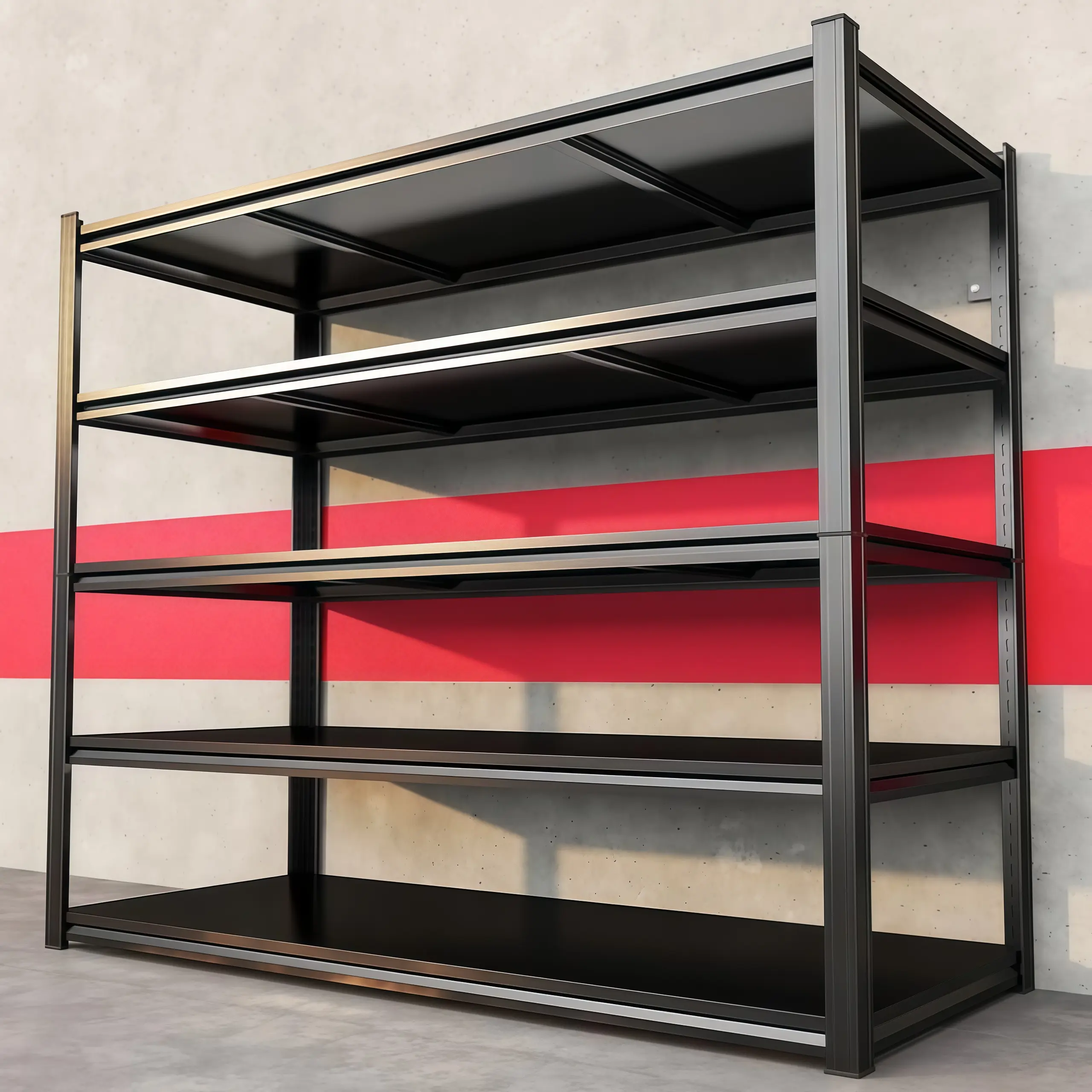 Garage Storage Shelving Unit, Five-Tier Metal Shelf System, Adjustable Heavy-Duty Industrial Shelving and Storage Rack, Versatile Organization Solution for Garages, Basements, Kitchens, and Warehouses
