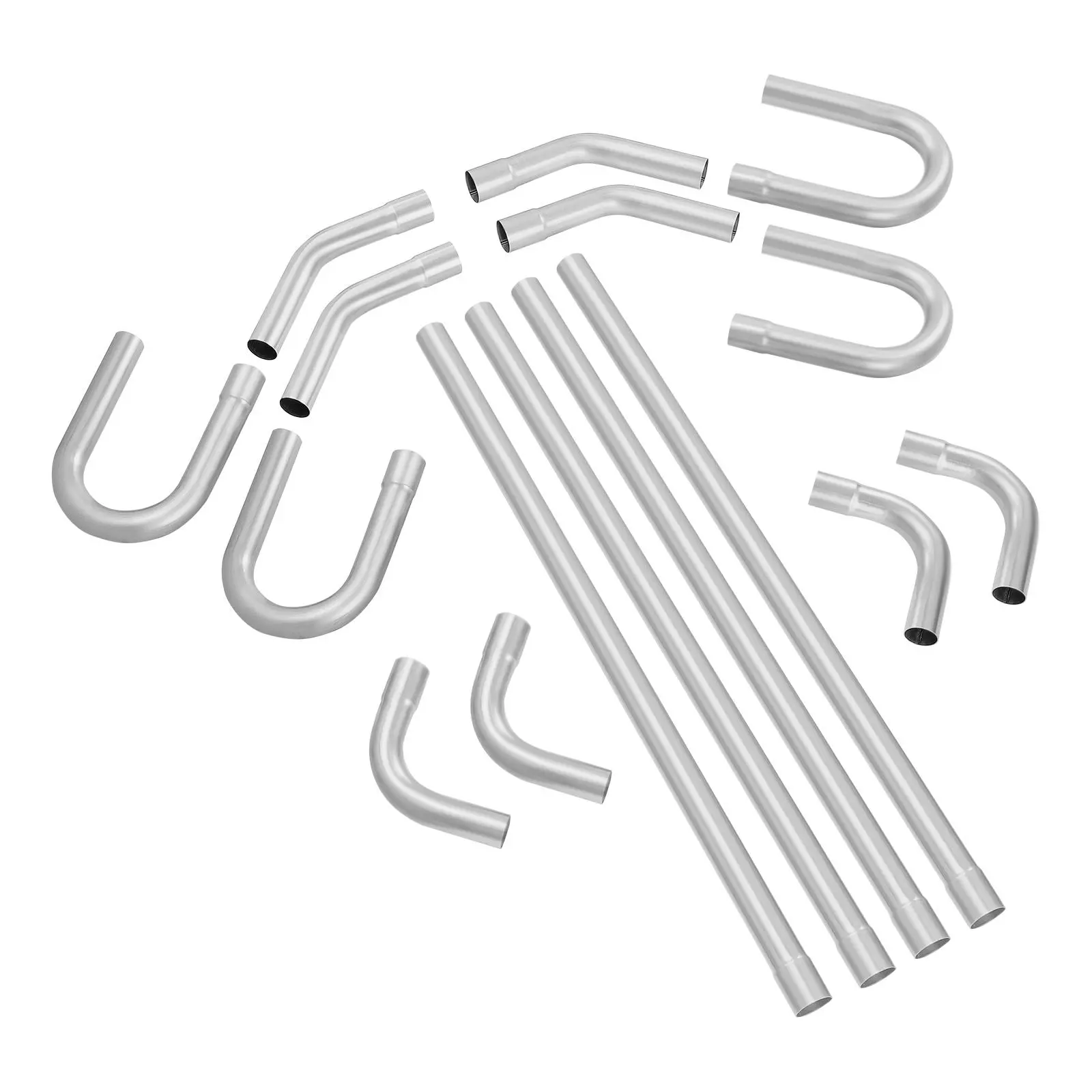 【BackToSchool】VEVOR Exhaust Kit, 16pcs, DIY Universal Galvanized Steel Exhaust Kit with Slip-Fit Joint & Large Exhaust Tube, Rust-Proof Exhaust Pipe for Exhaust System, Fit for Garage/Auto Repair Store/4S Store