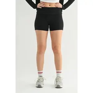 MONO B Ribbed Foldover Waist Shorts