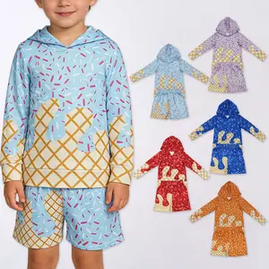 baseball ice cream Hoodie Kids Pullover Hoodies set