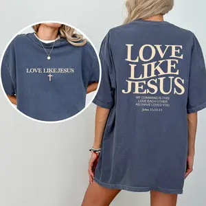 MAPTEES Love Like Jesus Shirt, Christian Double Sided Graphic Printed Tee, Bible Verse T-shirt, Motivational Christian Tee, Faith Unisex Clothing