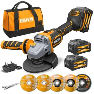 ALLOYMAN Cordless Angle Grinder Kit 20V,4-1/2", Brushless,Variable 9,500 RPM,Anti-Vibration & Multiple Safety System, 2X4.0Ah Batteries& Charger,Tool-Free Guard, for Metal Cutting,Grinding,Polishing