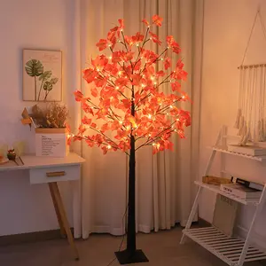70.86 Inch LED Illuminated Maple Tree Light, Artificial Floor Lamp Tree with 96 Maple Leaves and 8 Lighting Modes for Thanksgiving, Halloween, Weddings, Parties, Fall Home Decor and Fall Decorative Lighting Nature Ornaments Decoration