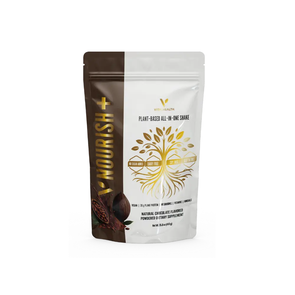 NOURISH+ Plant Based All-In-One Shake Powder - 450g | Daily Nutritional Supplement with Plant Proteins, Adaptogens, Probiotics, Antioxidants, and Micronutrients For Digestive, Immune & Daily Wellness - Dietary Supplement