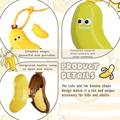 Banana Toothbrush Holder for Travel - 2Pcs Cute Banana Shape
