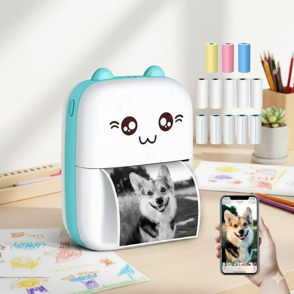 Portable Bluetooth Thermal Sticker Printer: Wireless Mini Label Maker for Phone Photos, Receipts, Journaling. No Ink Needed! Compatible with Sticky Paper & Value Bundles. Perfect for Tags, Notes, DIY Projects.