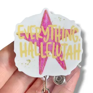 Everything Hallelujah Badge Reel for Nurses, Retractable Swivel Clip with 360-Degree Rotation, Hospital Worker Identification Badge Pull Clip, Coworker Gift