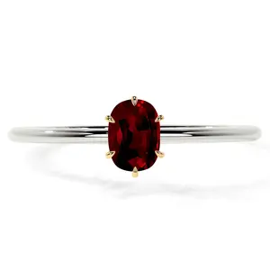 Petite Two Tone Rectangle Cushion Ruby Solitaire Ring (1.10cts.)- RRB081-7X5-AAA
