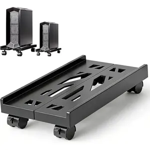 Pc Stand for Floor, Adjustable  Tower Stand for Carpet,Mobile CPU Stand with 4 Rolling Caster Wheels, PC Tower Stand Fits  PC Under Desk-D-Black
