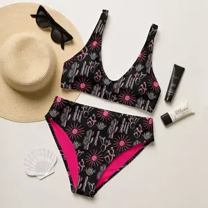 Pink Cactus Bikini, Western Swim Suit, Swim Wear, Womens Swim suit set