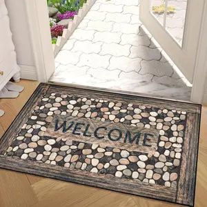 Textured Pebble Entry Mat - Super Absorbent and Quick-drying Surface, Durable Rubber Sole for Home, Garden or Patio