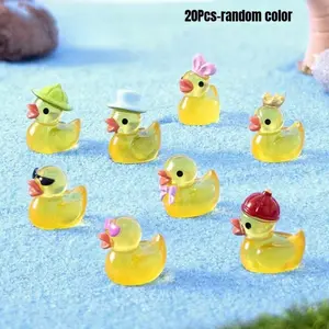 30Pcs Mini Resin Luminous Ducks Glow in The Dark Tiny Figures Luminous Mini Fairy Garden DIY Birthday Party Ornament Accessories Charms Party Favors Resin Animal Sculptures
