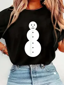 100% pure cotton Funny Angry Snowman - The Jeezy Snowman T-Shirt printed t-shirts for women