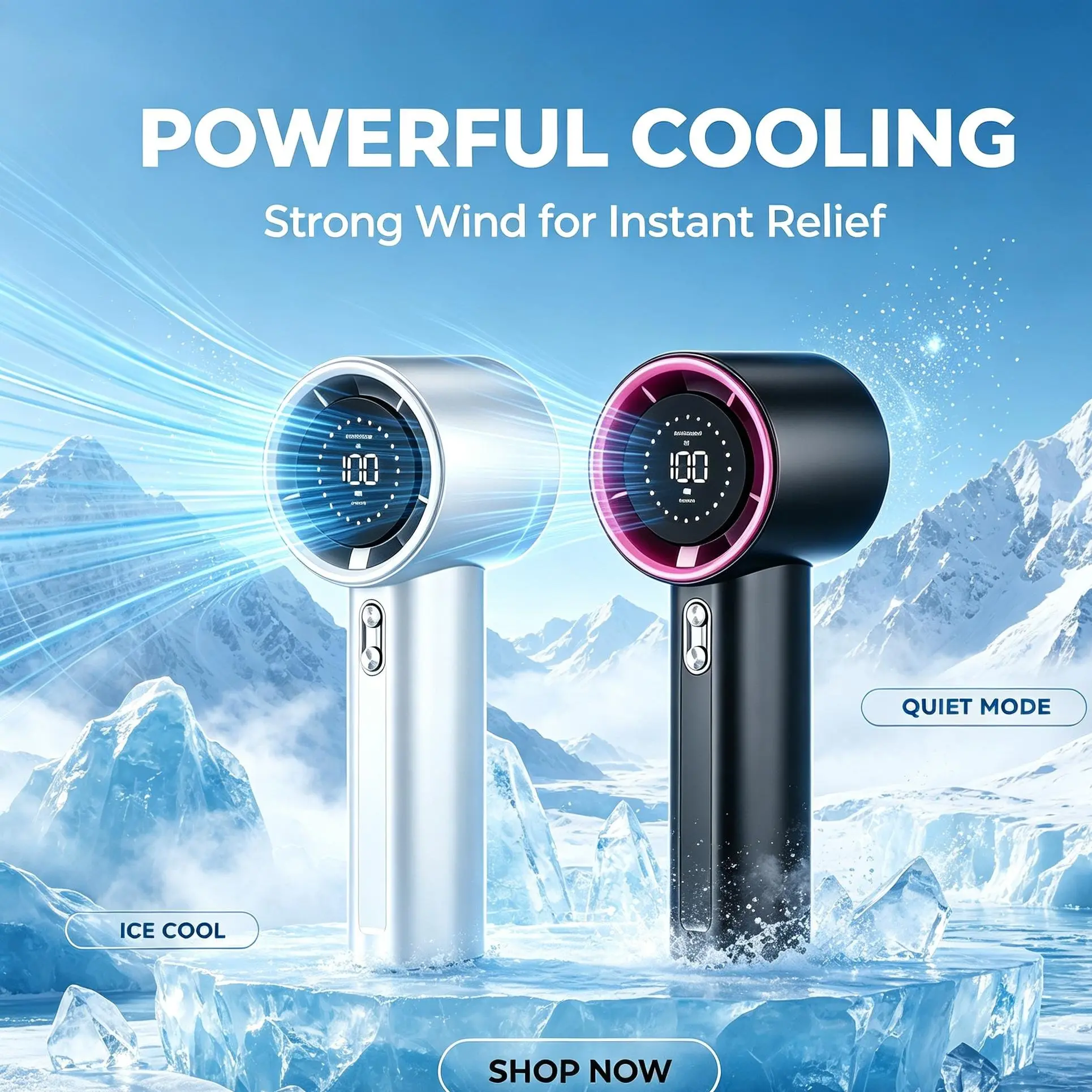 Cool Fan,Ice Chilling Handheld Fan, Portable Club Party gear/AC-free for Car,Mama-approved Appliance for Theme park,Hot Summer Energy Saver,Outdoor Games Necessities,Explorer Lovers Beat The Heat,Summer&Party Essentials summer