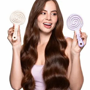 Anti-Tangle Hair Brush and Scalp Massager (Purple, Beige) - Daily Haircare Tool for Use with Hydrating Milagros Shampoo and Conditioner to Restore Hair Health