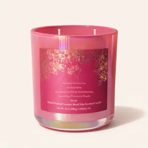 Bellini Bliss Strawberry Peach Prosecco Luxury Candle Double-Wicked Coconut Beeswax for Aromatic Home Decor