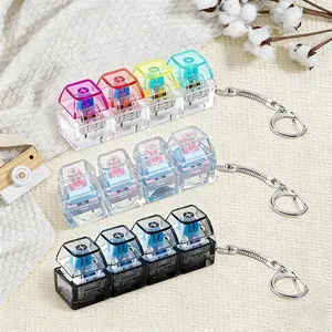 Car Interior Decoration Fidget Keyboard Clicker Keychain - LED Light, Loud & Silent Modes, Portable Stress Relief Toy for Adults (Keychain Fidget Clicker for Anxiety Decompression)