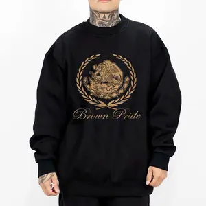 Mex Art Gold Chicano Clothing, Mexican Clothes, Lowrider Clothes, Oversized Graphic Tee Medium Heavy Sweatshirt Hoodie for Men & Women HJEW