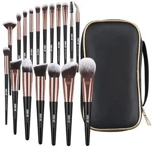 Makeup Brushes, 18 Pcs Professional Premium Synthetic Makeup Brush Set with Case, Foundation Kabuki Eye Travel Make up Brushes Sets (Black Gold) MAANGE