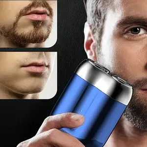 Electric Rotary Mini Shaver, Rechargeable Design, Dual Blade Efficient Trimming, USB Charging, Father's Day Practical Gift