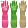 Antislip Strong Rubber Gloves Set, X-Large 3-Pair 15-in Waterproof Eco-Friendly Washable Heavy-Duty Rubber Gloves with Textured Grip, Splash-Free Reach for Bath & Kitchen Home Chores Arm Protection