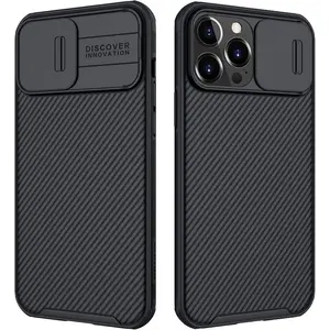 Discover Innovation for iPhone Case with Camera Cover Slim Fit Thin Polycarbonate Protective Shockproof Cover with Slide Camera Cover Upgraded Case for Apple iPhone 13 Pro Max Black Protection Cellphone Protector Casing Screen Protector Smartphone