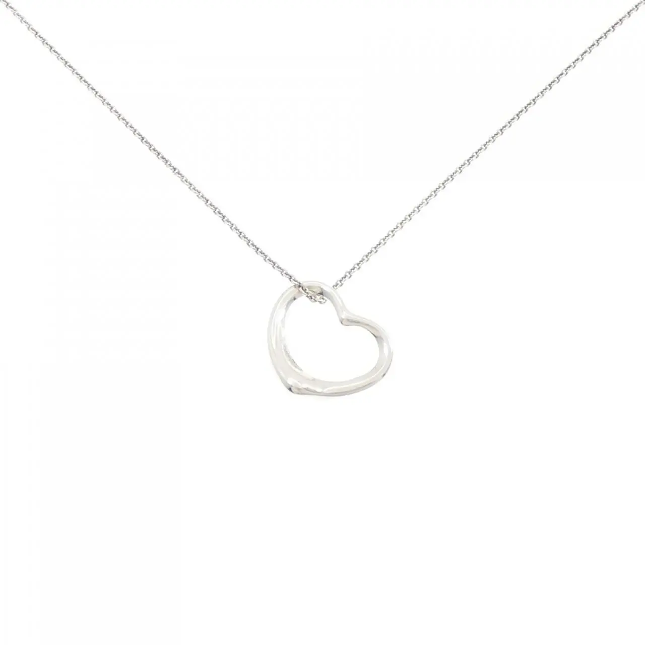 Pre-owned Tiffany & Co. Sterling Silver 925 (Ag925) Small Leather Goods Tiffany Open Heart 925 Silver Necklace