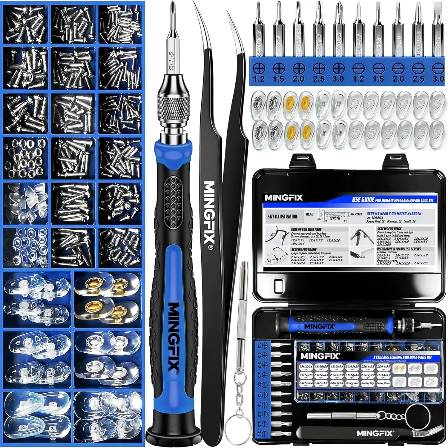 Eyeglass Sunglass Repair Kit, Magnetic Eye Glasses Repairing Tool Kit with Assorted Screws