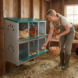 Chicken Nesting Box, 6 Room Metal Nesting Boxes for Chicken,Galvanized steel Nesting Boxes for Hens,Easy to Assemble