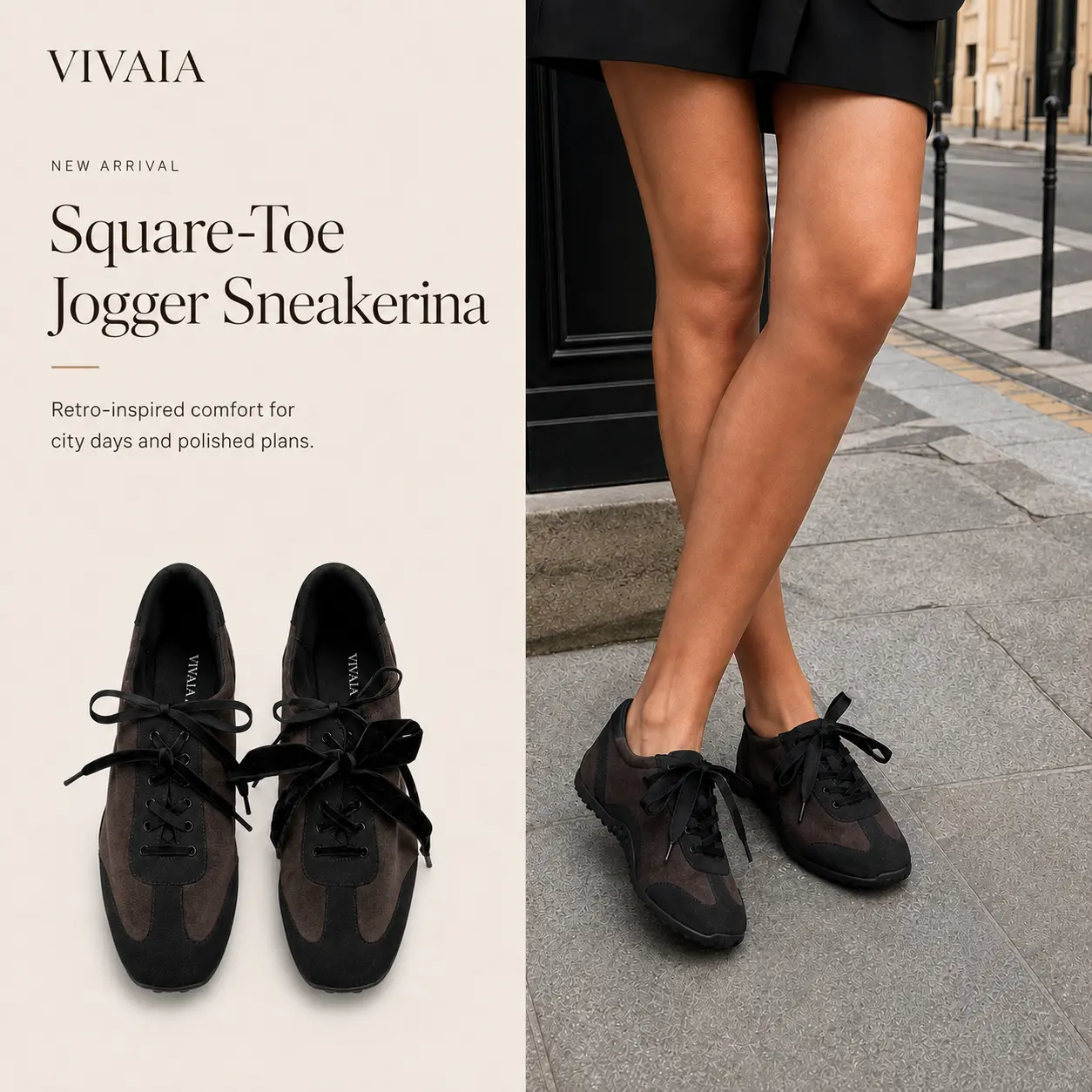 VIVAIA Women’s Square-Toe Satin Sneakerina, Retro Ballet Sneakers with Flexible Bubble Sole & 2 Lace Styles, Fall Sneakers for Women, Back to School (Carol), Back To School Haul, Ribbon tiktokshopbacktoschool,back to school,back to school haul