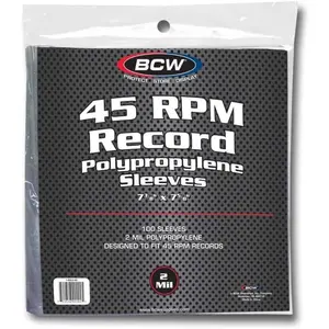 100 Vinyl 45 RPM 7" Record Poly Outer Record Sleeves | Album Covers | Crystal Clear | Record Covers | 2 Mil Thickness | Vinyl Record Storage | Dust and Scratch Protection | Vinyl Record Sleeves