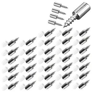 40Pcs Wardrobe Cabinet Glass Partition Nails Cross Self-Tapping Screw with Rubber Sleeve Screw Plate Support Partition Bracket Sturdy Shelf