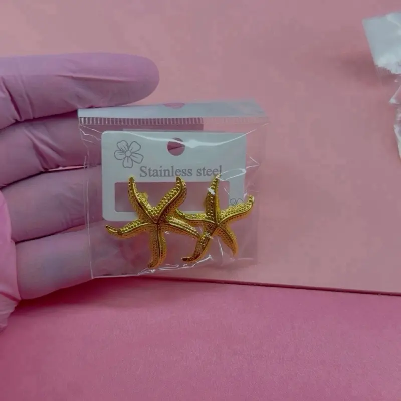 Sisilovellc Gold Starfish Stainless Steel Stud Earrings - Chunky Beach Jewelry
