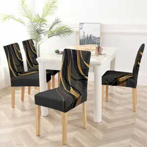 Luxurious abstract line pattern printed chair cover, easy to install and detachable chair cover, suitable for kitchen, living room, dining room and office chairs, home decoration chair cover, Slipcover, Chair Covers Set