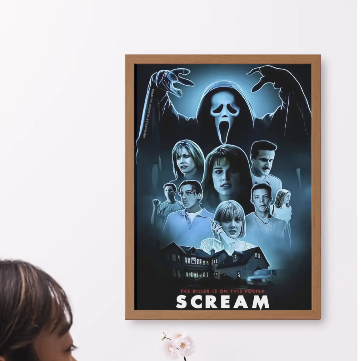 Vintage Horror Poster, Retro Slasher Wall Art, Masked Killer Movie Decor, 90s Horror Room Decoration