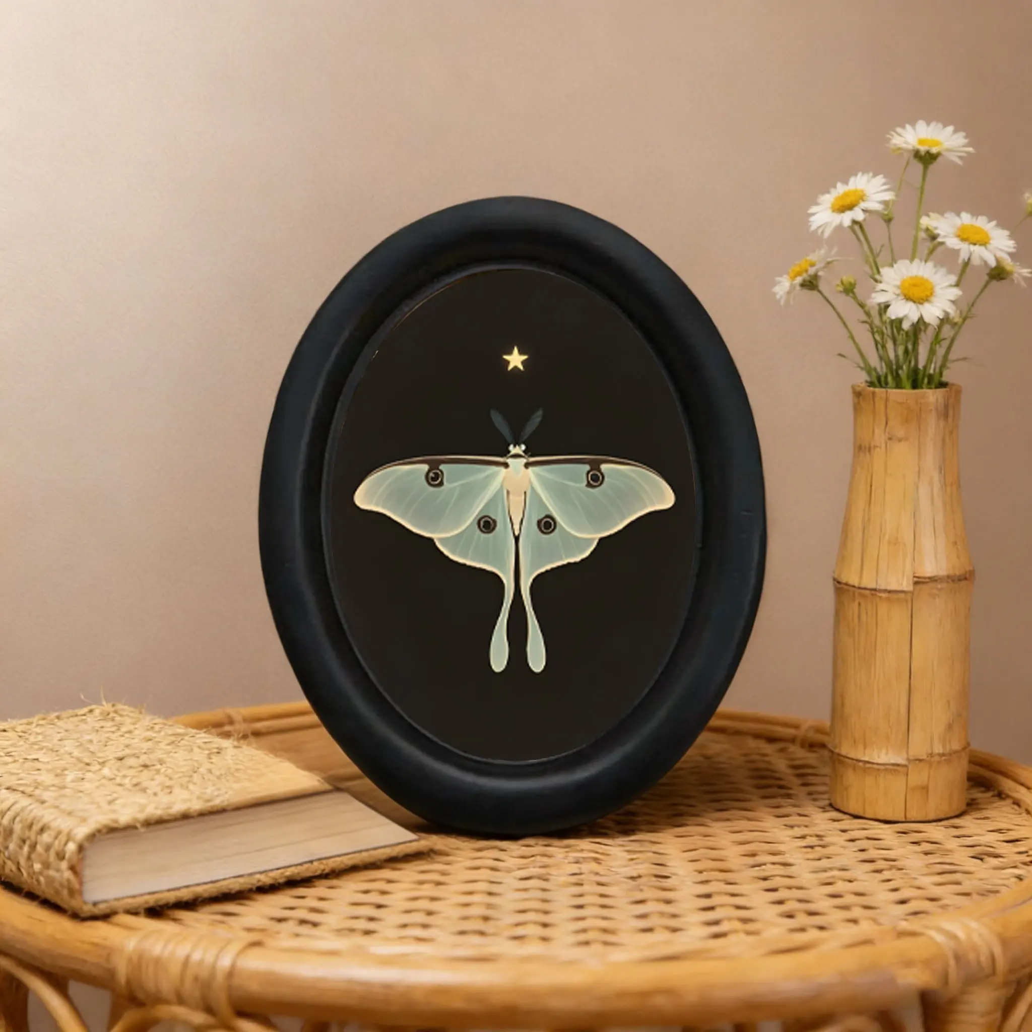 Unique Artistic Wall Decor Piece, Dark Oval Frame, Vintage Mystical Style, American Country Home Indoor Decoration, Model 11
