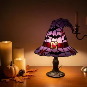 Witch Hat Lamp Stained Resin Witch's Hat Light Gothic Spooky Fun Lamp Small Witch Hat Shape Light for Indoor Party Haunted Wiccan Halloween Home Decor